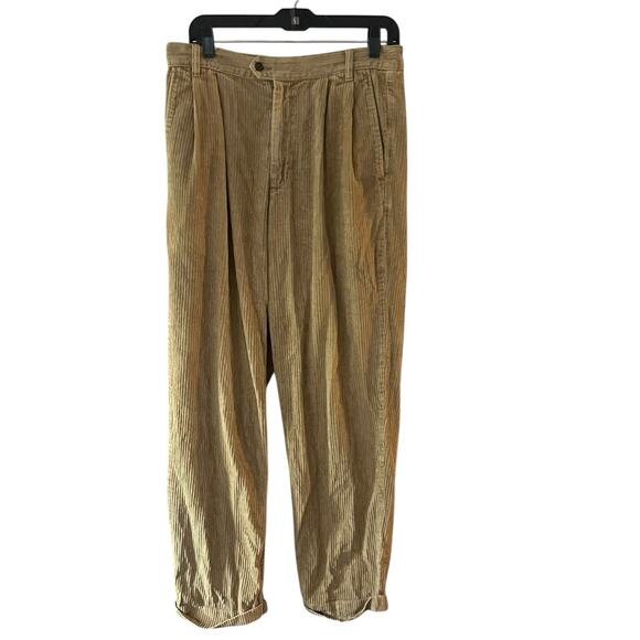 Vintage Eddie Bauer Corduroy Pants Mens 33x32 Grunge Cords Cuffed Pleated - Picture 1 of 6